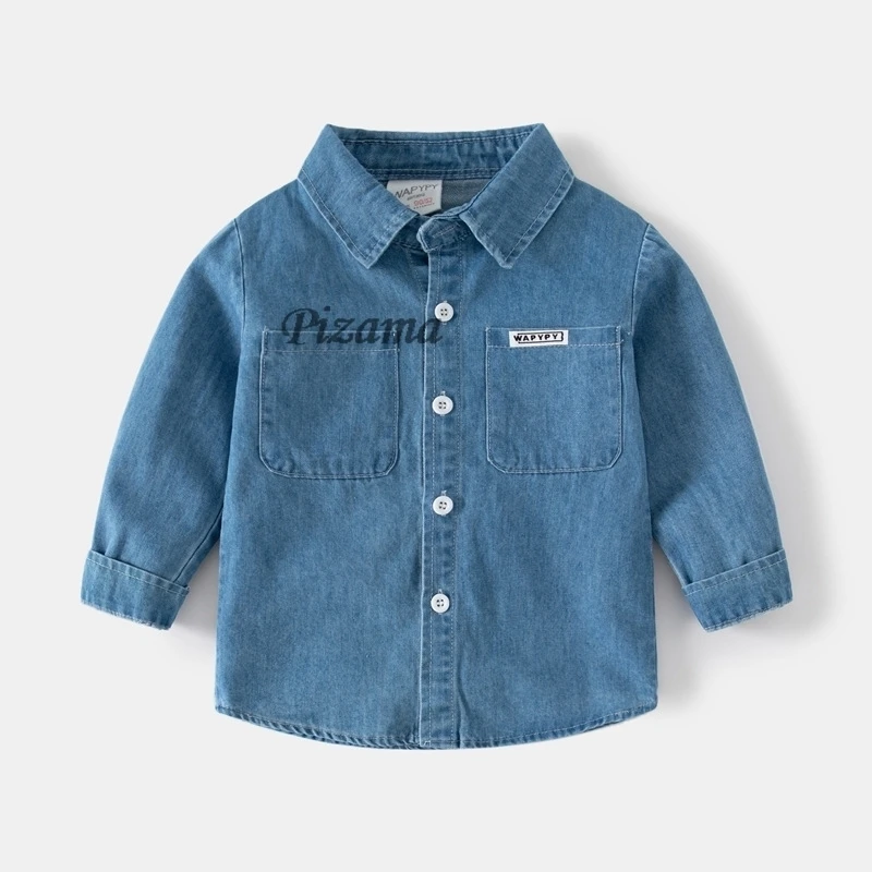 Spring Autumn Winter Full Sleeved Cotton Boys Jeans Kids Clothing Blue Deinm Tops Gentleman Baby Boys Clothes Tops for 2-7Years