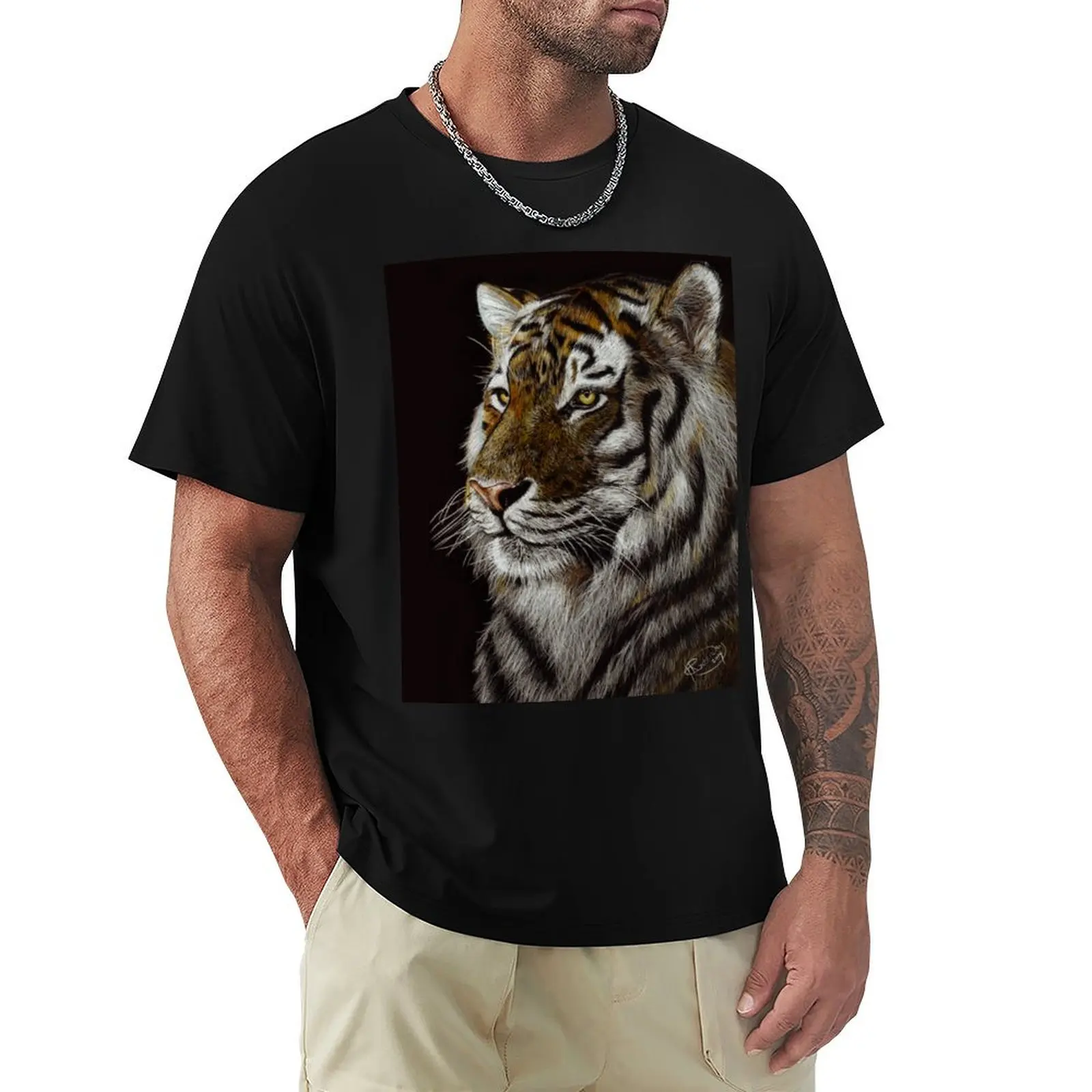 Siberian Tiger Portrait T-Shirt Moisture Control Sports Tee