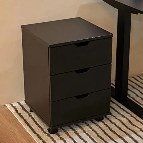 

3 Drawer Dresser Mobile Cabinet Under Desk for Home Office, Fully Assembled Except Casters, Black Dog grooming Alarm clock Lock