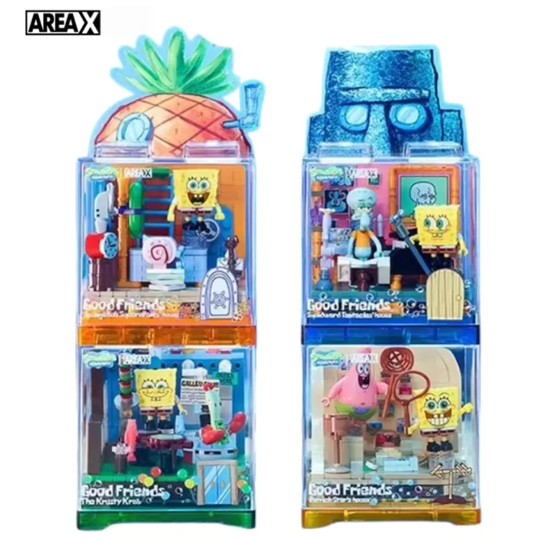 AREAX Sponge Building Blocks Pineapple House Restaurant Anchor House Tree House Assembly Desktop Decoration Children's Toys