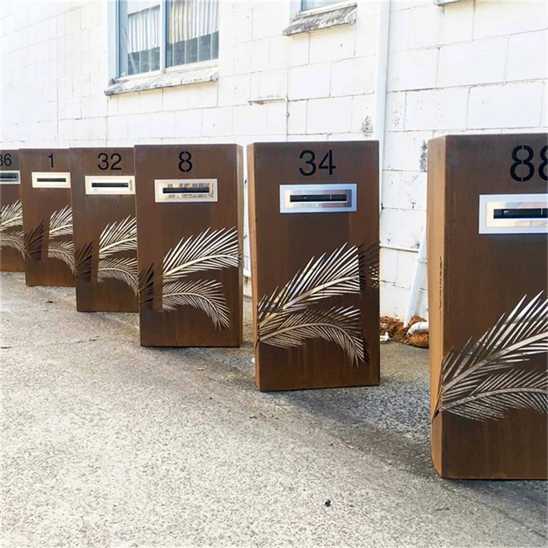 Corten steel post office box decoration for mailbox outdoor design wall hanging