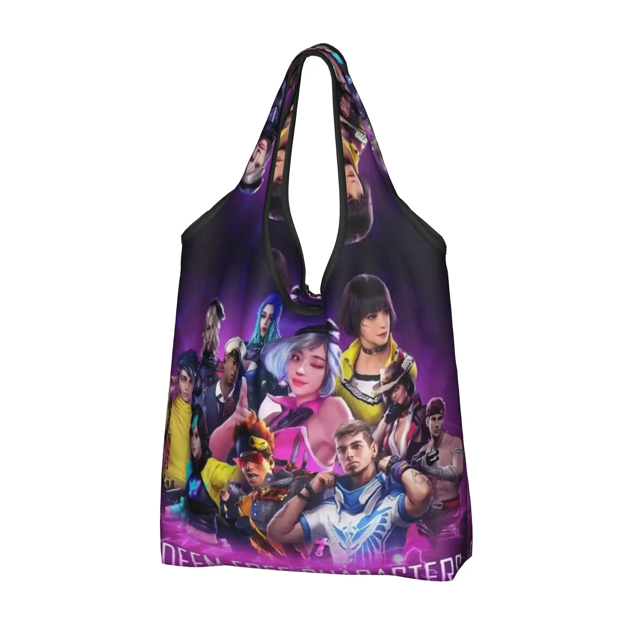 Custom Garena Free Fire Game  Shopping Bag Women Portable Large Capacity Grocery  Tote Shopper Bags