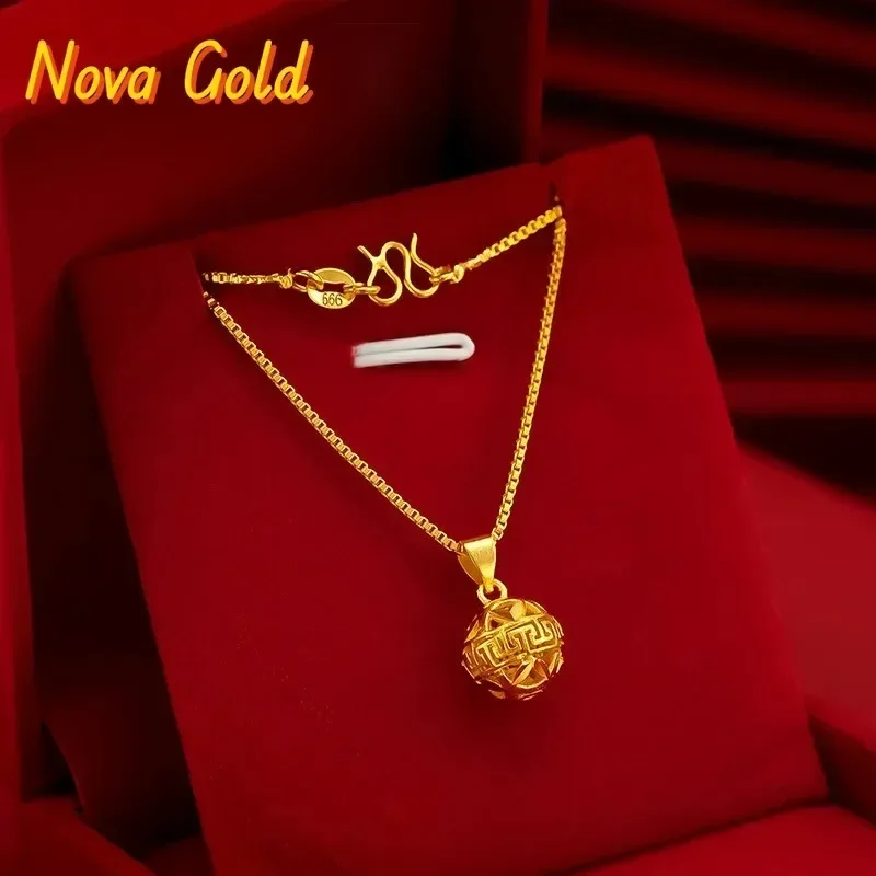 NovaGlod Fashion - Forward 9999 Real 24K Yellow Gold Small Hydrangea Pendant