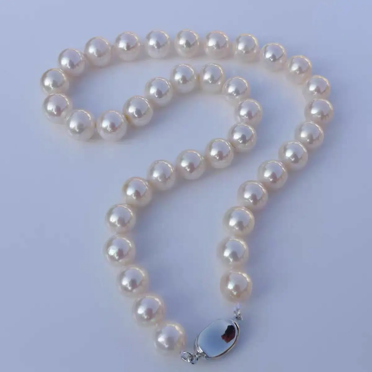 Classic 10-11mm South Sea Round White Pearl Necklace 18inch 925s