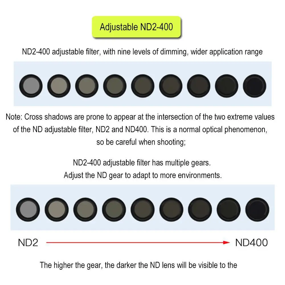 Adjustable Density Filter For Cell Phone Lens Clip-on ND 2-400 Filter 37mm Detachable  Density For Camera Lens Accessories