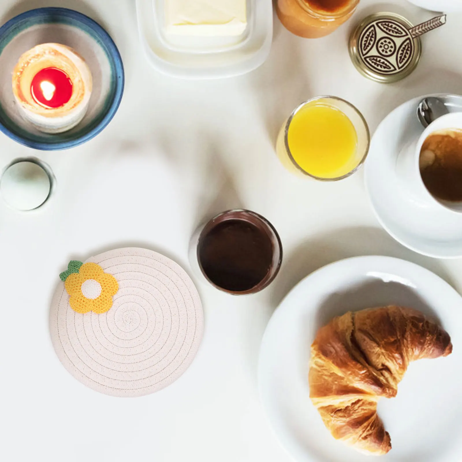 

Insulated Placemat Thickened Heat Resistant Cup Pad Anti-Slip Table Coaster for Home Bar Restaurant Woven Placemats Coffee Cups