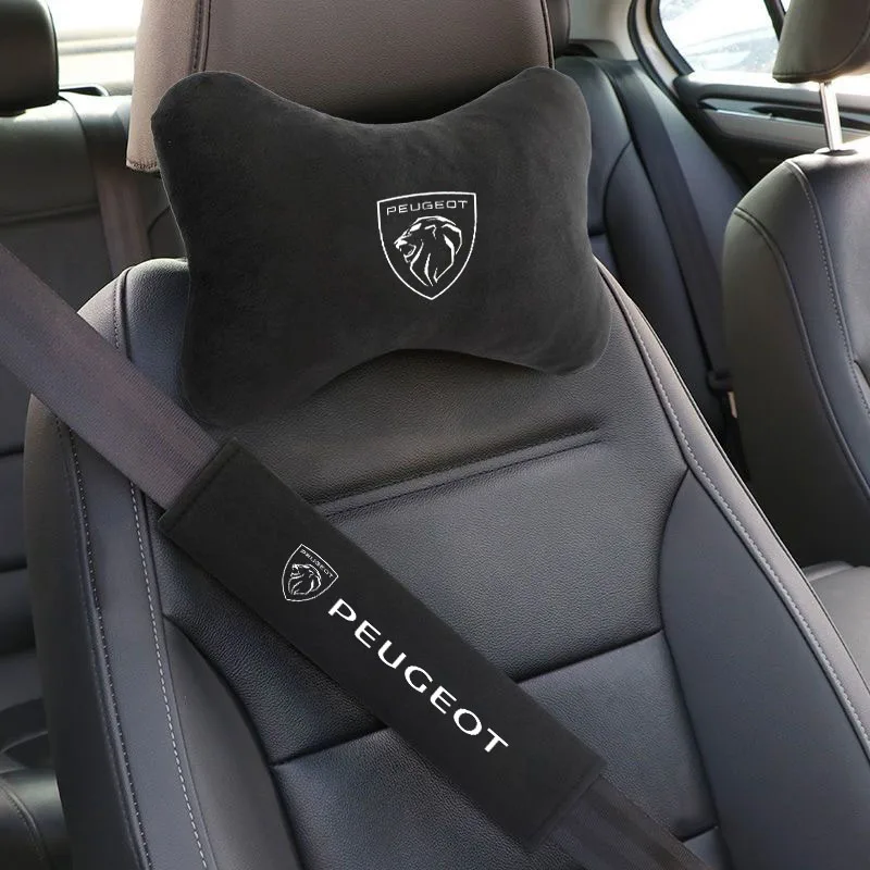 Car Headrest Pillow Seatbelt Shoulder Pad For Peugeot 206 207 208 301 307 308 406 407 408 508 2008 3008 5008 Auto Accessories