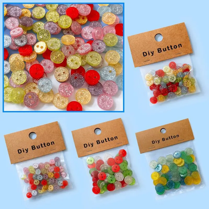 

Diy Mixed Color Resin Glitter Powder Button Round Transparent Silver Powder Glitter Paper Card Button Packaging