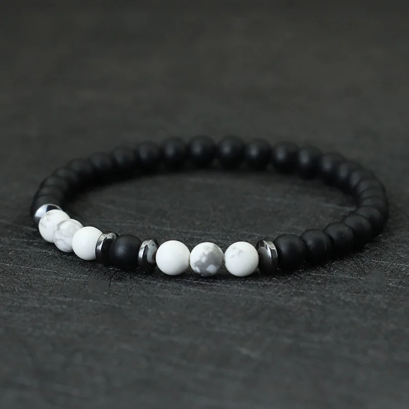 Noter Minimalist Beaded Bracelet For Men 6mm Hematite Onyx Tiger Eyes Stone Braclet Leisure Accessories Pulseras Para Hombre