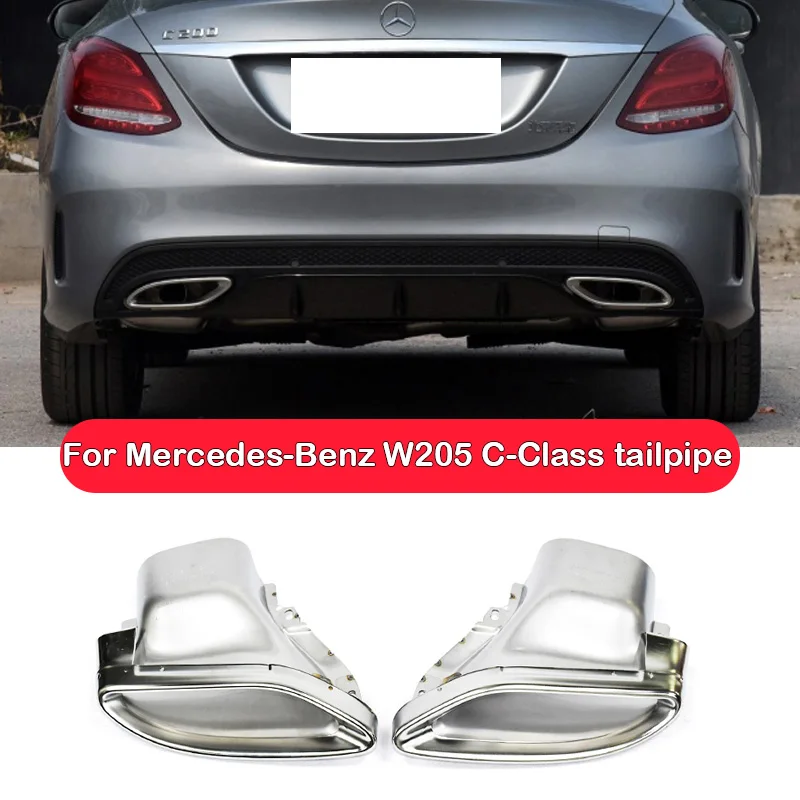 For Mercedes-Benz C-Class Tailpipe W205 C180 C200 C60 C300 Tailpipe Upgrade C43 Muffler Tip Exhaust System 2014-2021