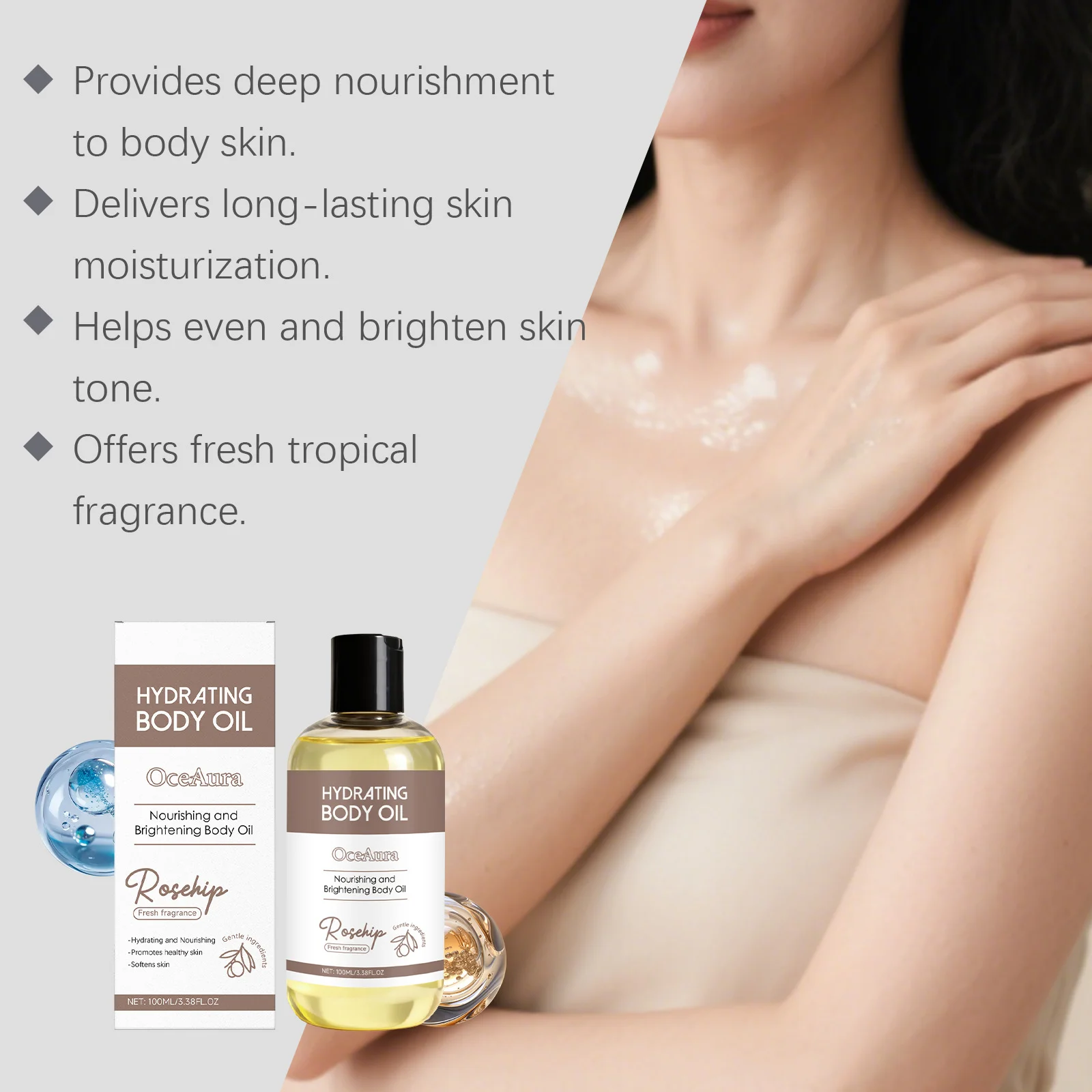 Hydrating Body Oil Moisturizing Dry Skin Brightening Repair Smoothing Fatigue Stress Relief Relaxing Fragrance Soothing Body Oil