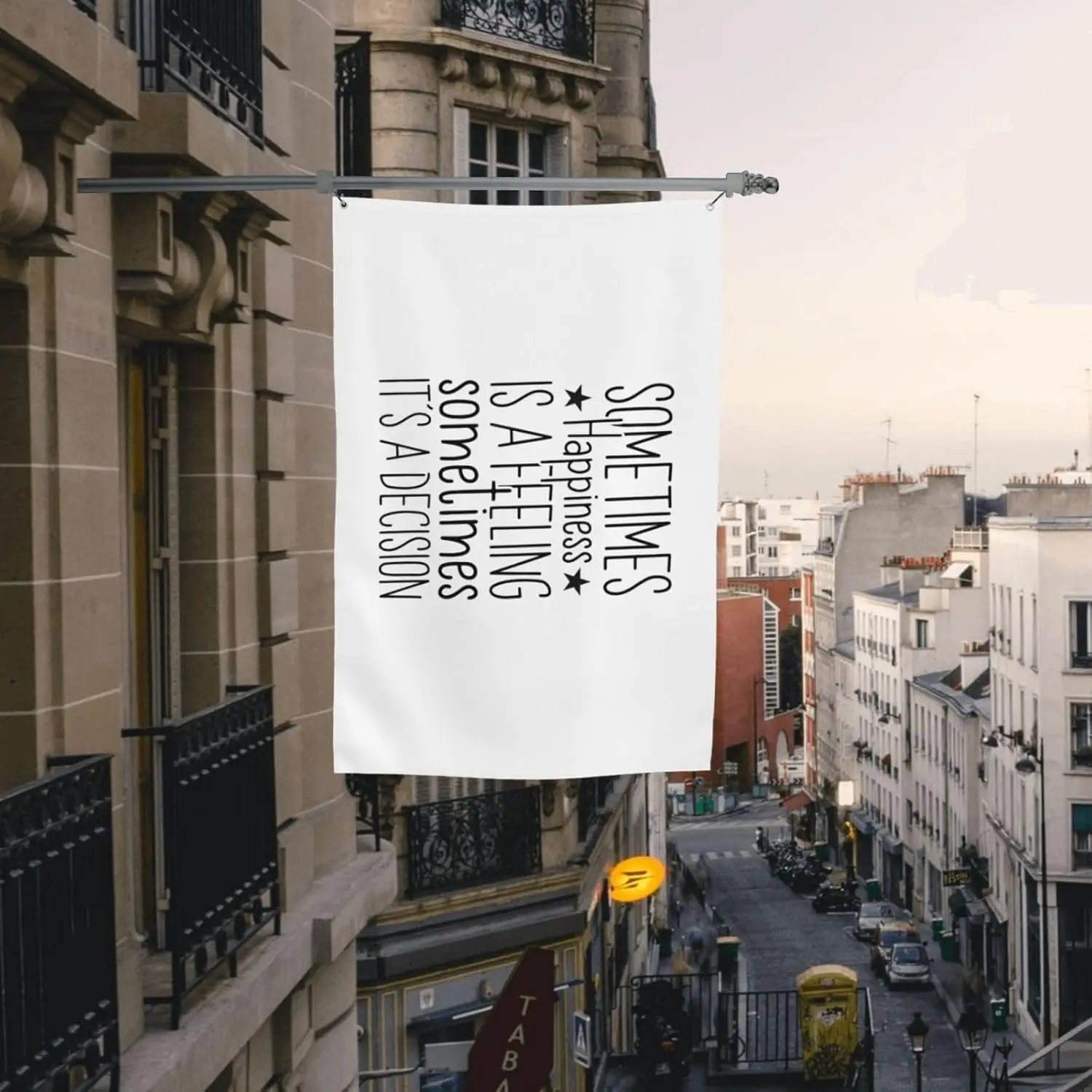 Flagicts 100% Polyester Smetimes Happiness Is A Feeling Sometimes It's A Decision Flags