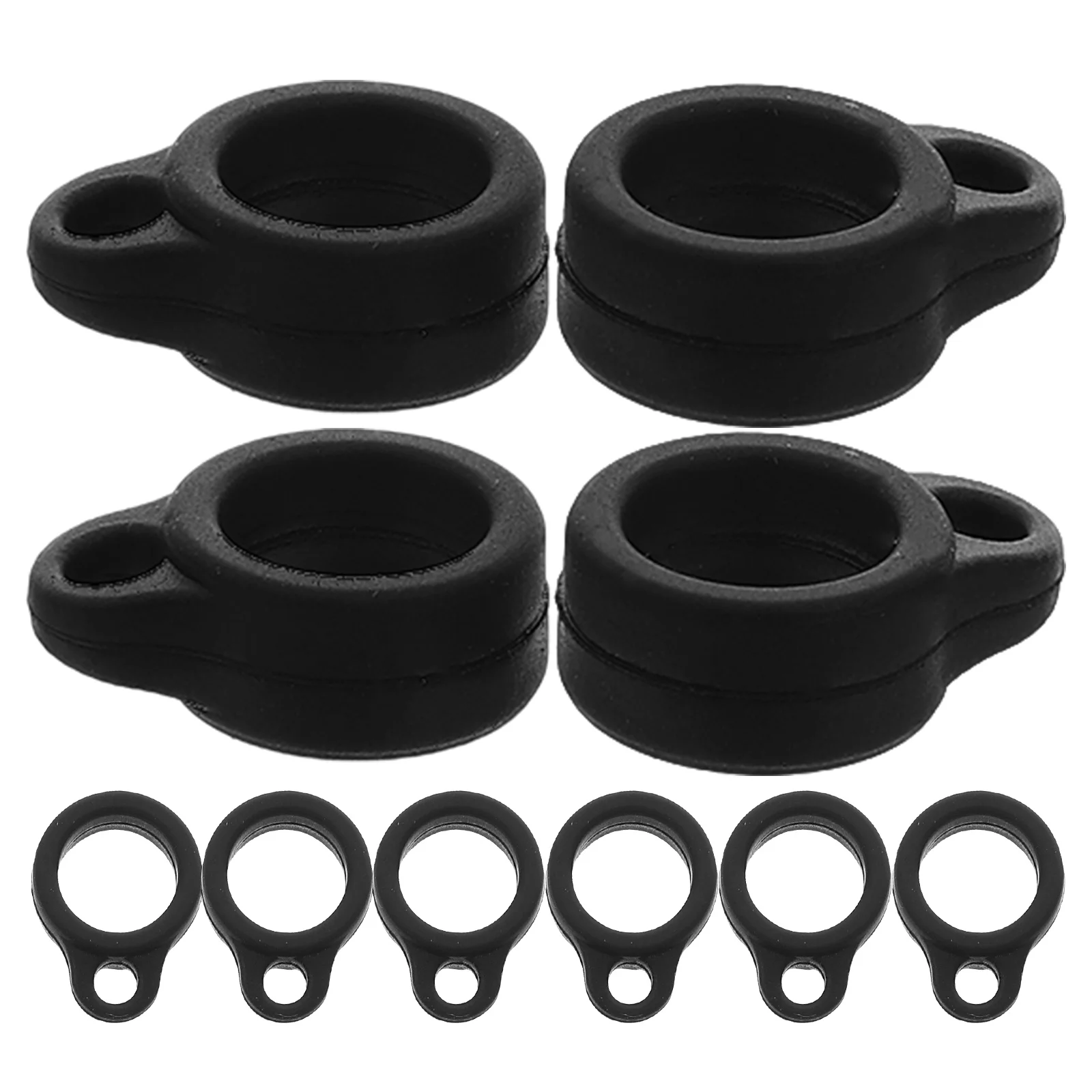 

100 Pcs Lanyard Silicone Hanging Buckle Chain Clasp Anti-lost Rings Holder Rubber Closed Cooling Black