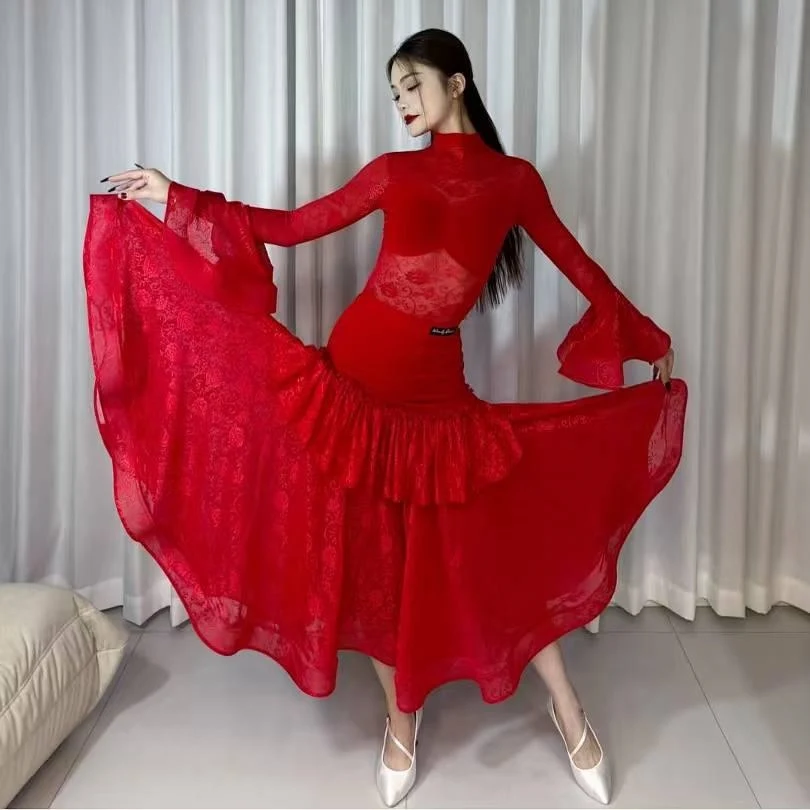 Nuovo abito da ballo da sala bianco abbigliamento da competizione donna ballo di fine anno club valzer spettacolo di danza costume abbigliamento da pratica latino BL14556