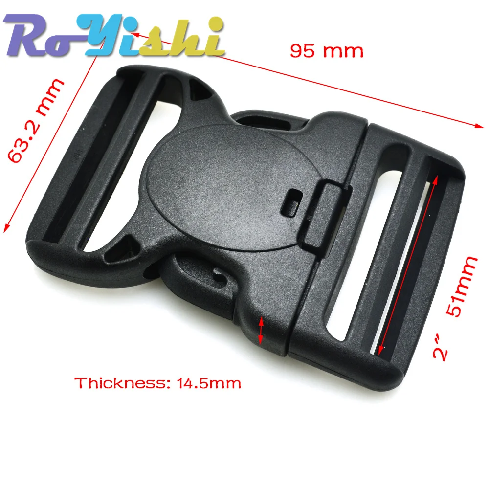 Plastic Dual Adjustable & Security Double Lock Buckle for Tactical Belts Black