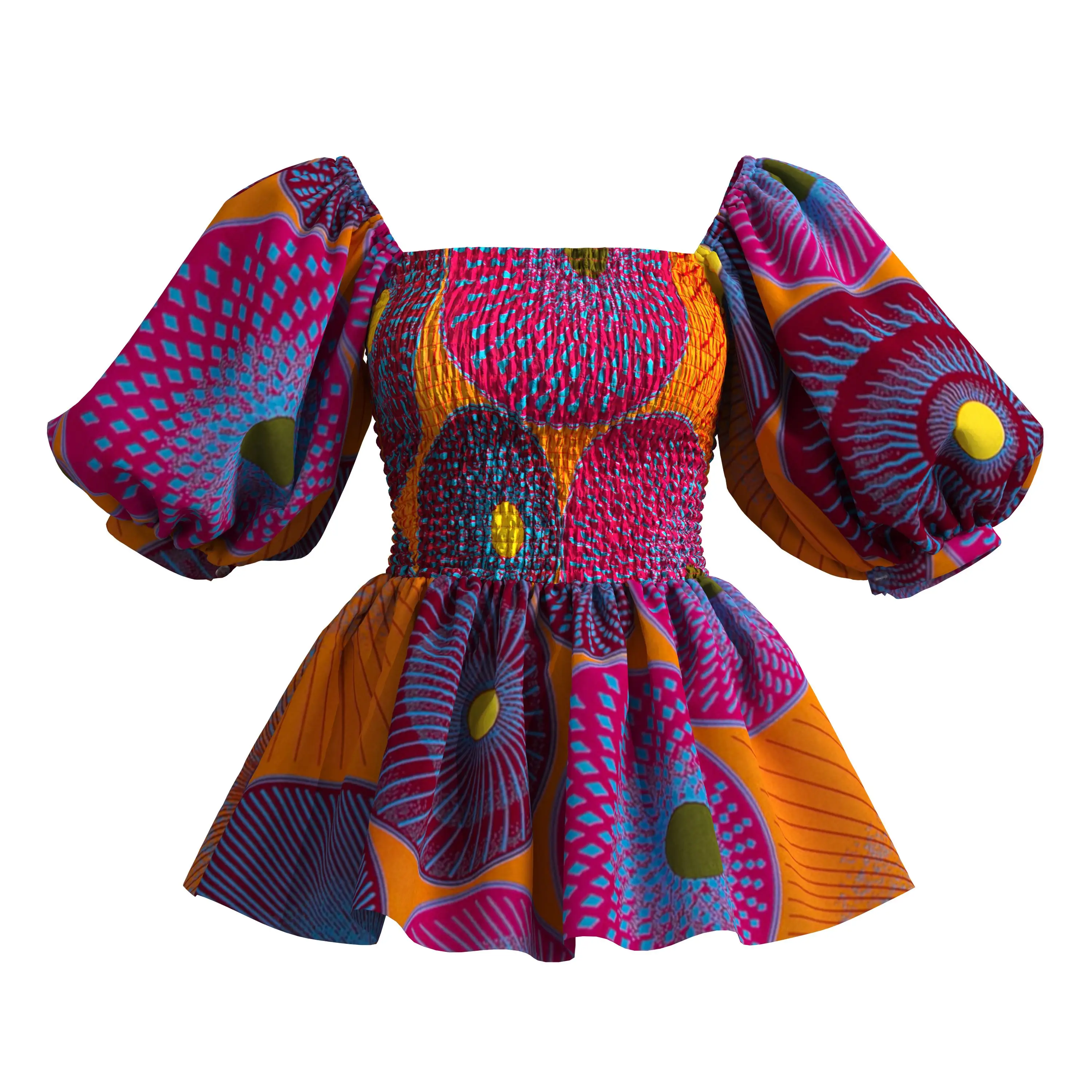 Dashiki Afrikaanse Shirt voor Vrouwen Bazin Riche Ankara Print Half Mouw T-shirts Top Vrouwen Afrikaanse Kleding Causale Party Wy9842