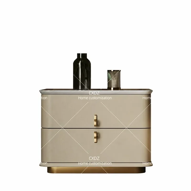 Light Luxury Natural Marble Bedside Table for Bedroom Modern Home Furniture Nightstand with Storage Elegant Design