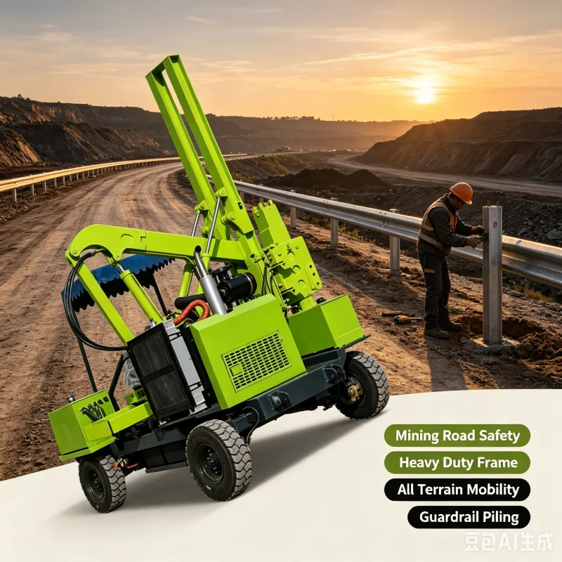 Roadway Guardrail Post Driver Hydraulic Piling Rig For Highway Safety Barrier Construction Traffic Fence Piling Machine