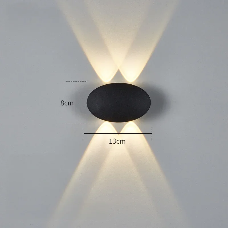 Modern Simple LED 4W Oval Outdoor Indoor IP65 Waterproof Garden Wall Lamp Warm Light Voltage 85v-265v