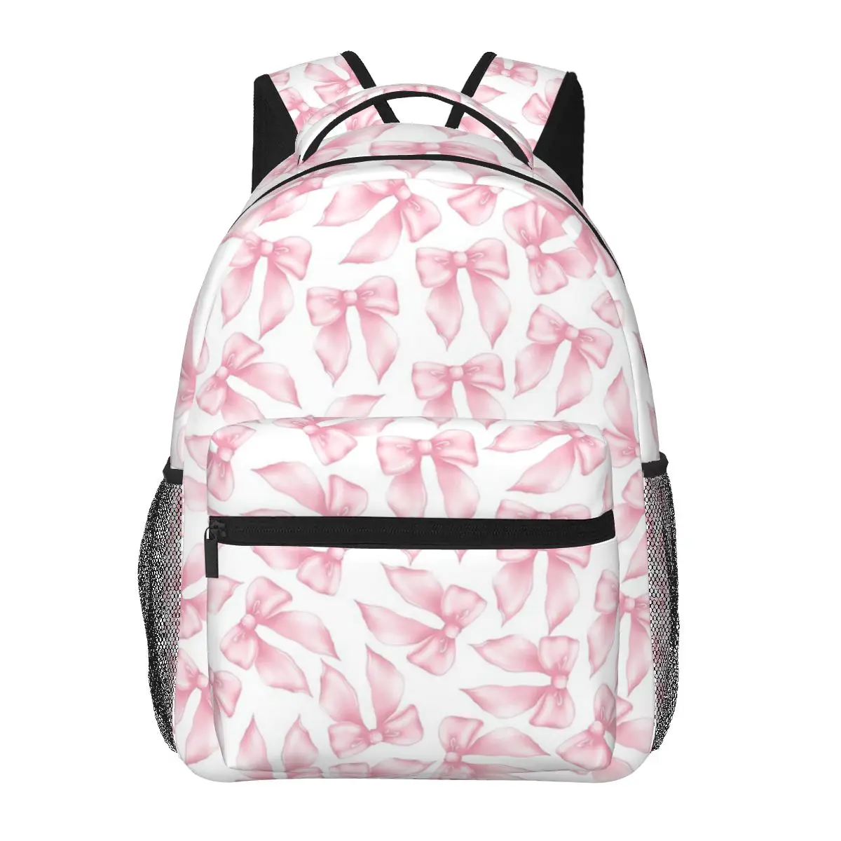 Cochuette Pink Bow Bliss-pattern Sac à dos d'étudiant, sac d'école, sac à dos de randonnée, sac à dos de voyage pour hommes et femmes, sac à dos tendance, sacs à bandoulière
