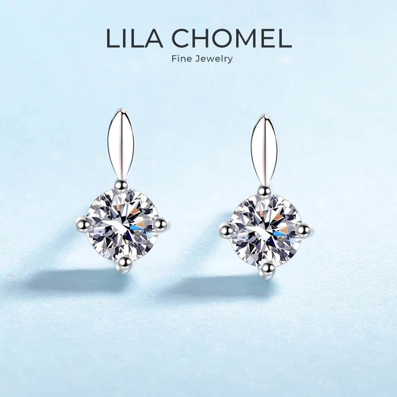 Lover Valentines Day 18K White Gold Wife Birthday Gift 0.4/0.6/1CT Moissanite Diamond Women Wedding PT950 Earrings Party Jewelry