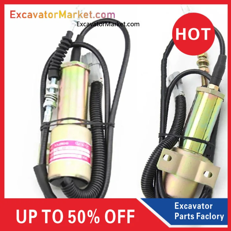 

For Excavator For HYUNDAI 11E1-60100 R210-5 Excavator Accessories Mitsubishi Engine Flameout Solenoid Valve