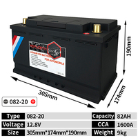 082-20 VDE Motor Car LiFePO4 Battery 12V 82AH CCA 1600A Jump Starter Build in BMS Voltage Protection Lithium Iron Battery