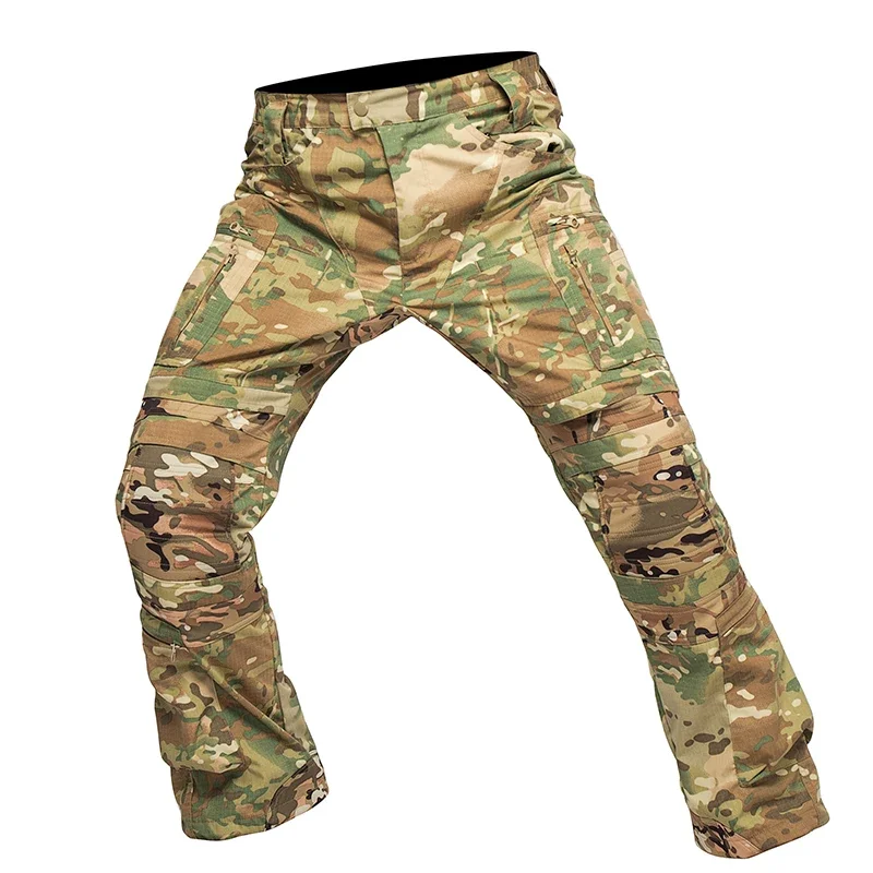 Calça Tática Multicam de Camuflagem Masculina, Resistente ao Desgaste, Caminhada, Camping, Paintball Calça, Roupas de Caça