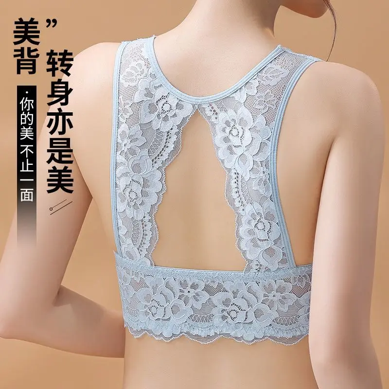 34-42 BC 얇은 컵 여성용 브래지어 세트 섹시한 레이스 프론트 클로저 브래지어 부드럽고 편안한 데일리웨어 란제리 세트 사이드 커버 통기성