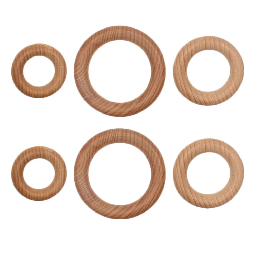 

6 Pcs Beech Ring Baby Wood Teething Infant Teether Teethers Toy Toys Wooden Chew Molar