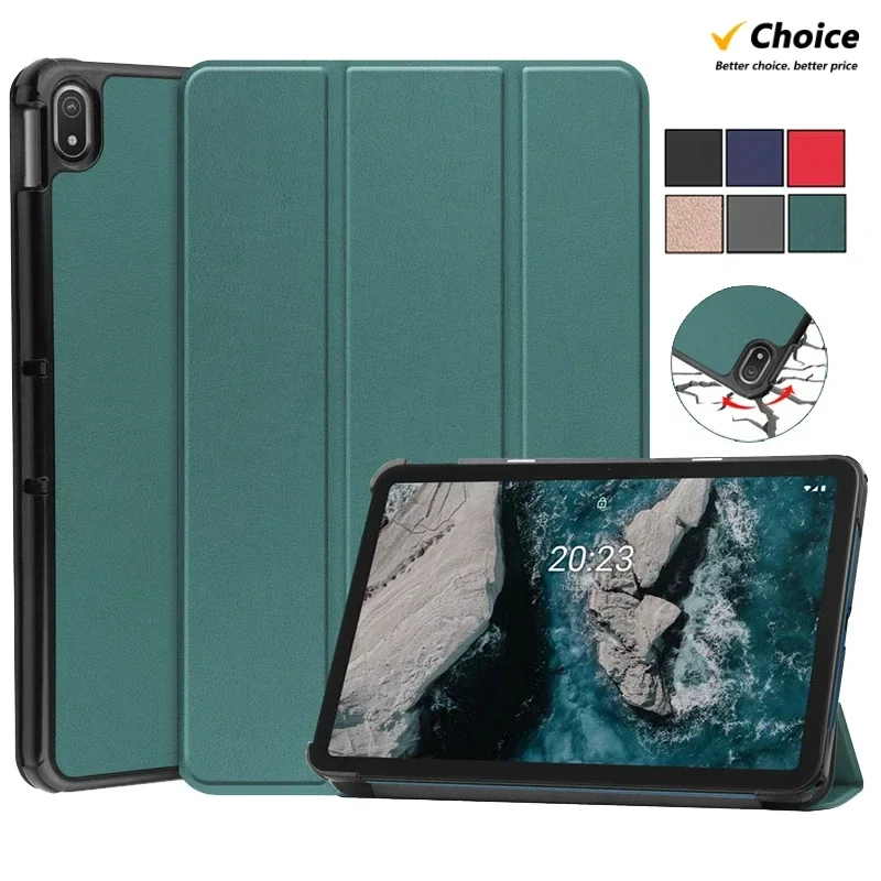 

For Nokia T20 T 20 T10 T 10 Case 2022 PU Leather Tri-Folding Stand Magnetic Flip Cover for Funda Nokia T20 T10 2021 Tablet Kids