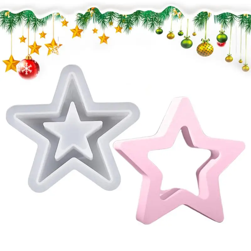 Silicone Christmas Star Mould 3D Five Pointed Star Candle Molds Desktop Ornament Decoration Handmade Craft Art Making Gift