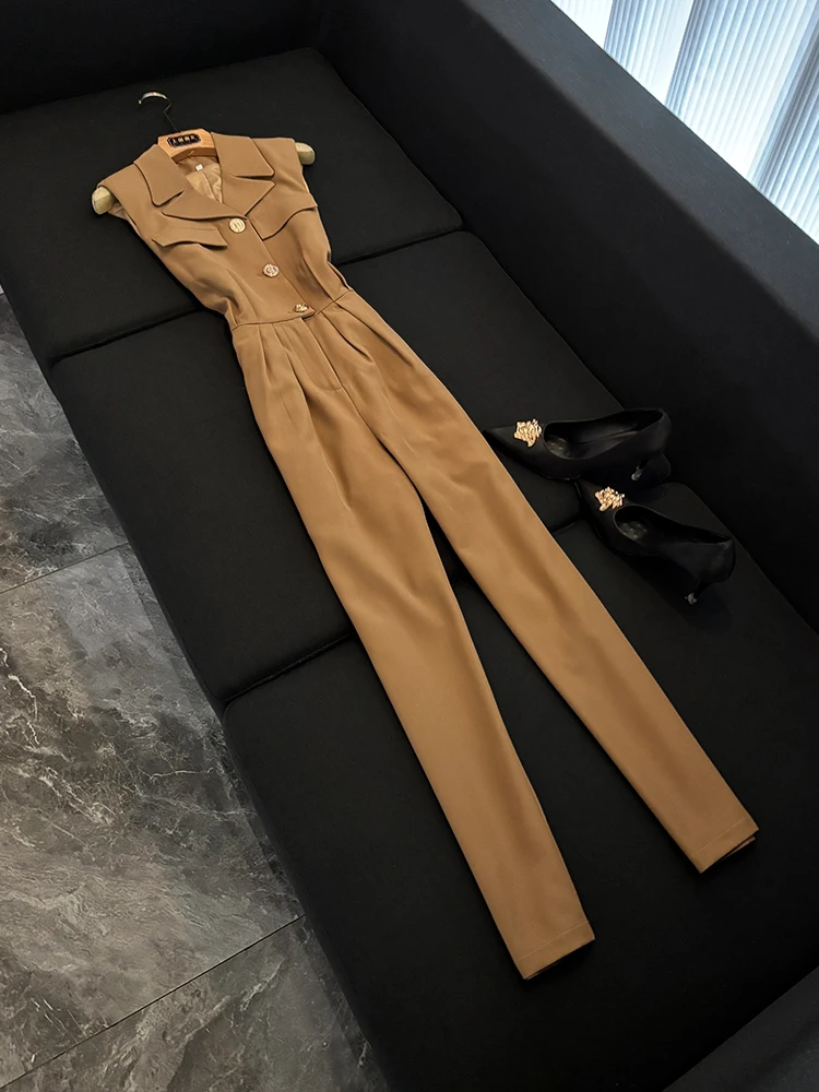 

New Winter Faion High-Pure Color Svel Slimming Commute Women's Suit One-Piece D22567H Straight Leg High Waist Long Pant