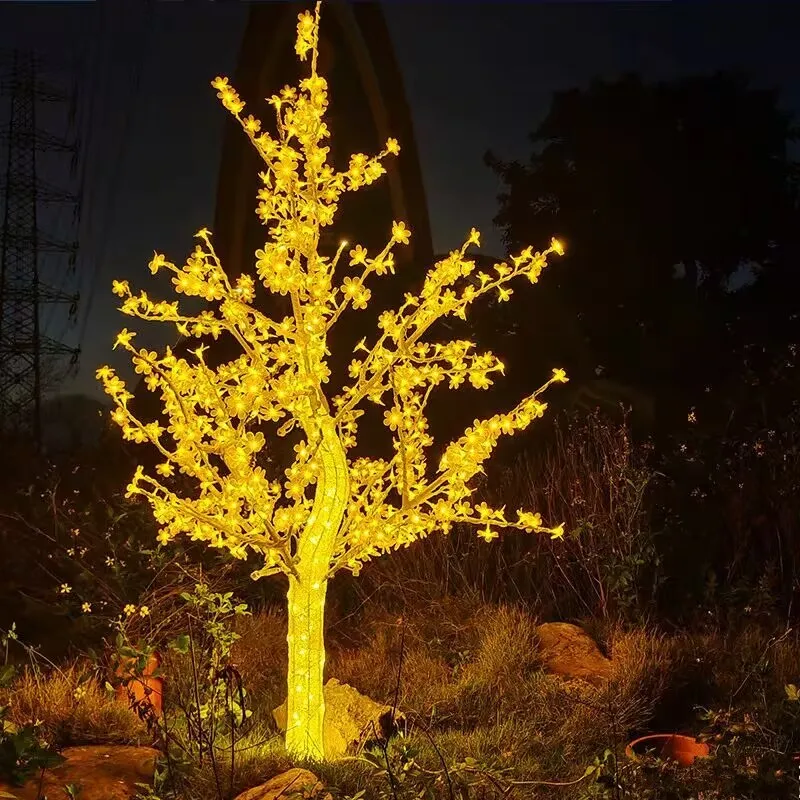 Outdoor Use Remote Control Led Crystal Christmas Tree Light Cherry Blossom Tree Landscape Lamp For Garden Pathway Yard Lawn