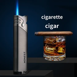 Portable And Exquisite Long Metal Windproof LighterInflatable Direct Spray Blue Flame Lighter, Suitable For Indoor And Outdoor