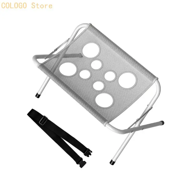 Foldable Pet Grooming Stand for Dog and Cats, Bathing Restraint Support with Metal Tube, Mesh Panel and Strap, Grooming