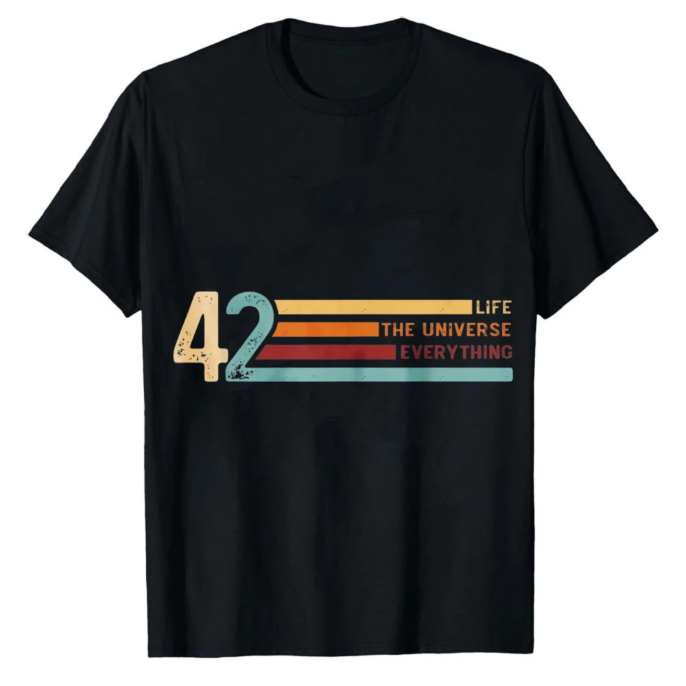 42 The Answer to Life The Universe and Everything T-Shirt Retro-gestreiftes T-Shirt mit dem Hitchhikers Guide to the Galaxy-Motiv, passendes Grafik-T-Shirt