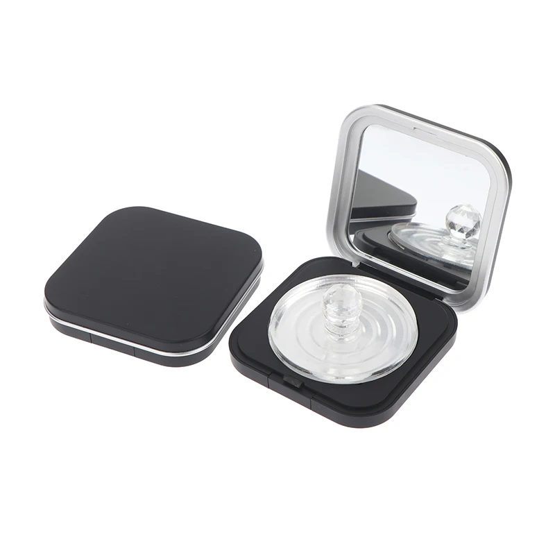 空の磁気化粧品パレットホルダーボックスミラー付きラウンドグリッド 60 ミリメートルプレートアイシャドウブラッシャーリップスティック DIY パウダーメイクボックス