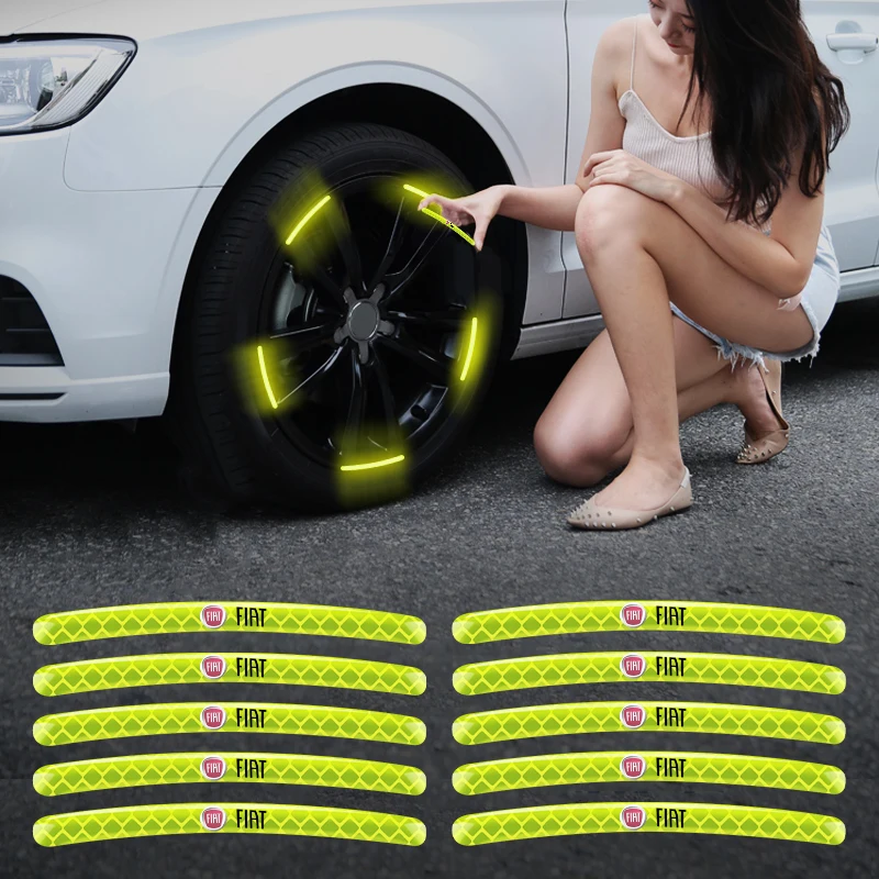الفلورسنت محور عجلات السيارة شرائط عاكسة ملصقات تحذير السلامة لشركة فيات 500 500C 500L 500X برافا دوكاتو فيورينو الباندا ستيلو