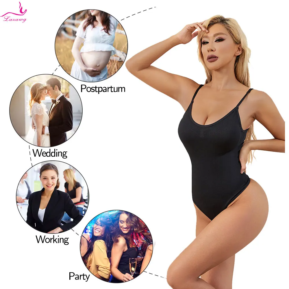 LAZAWG V Neck Shapewear Bodysuit Women Full Body Shaper Belly Trimmer Underwear Smooth Out Seamless Tummy Slimming Shapewear
