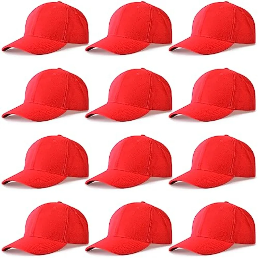 NOBONDO 12 Pack Unisex Baseball Caps - Bulk Wholesale Blank Plain Adjustable Hats for Men Women Ideal for Sports Events Team Un
