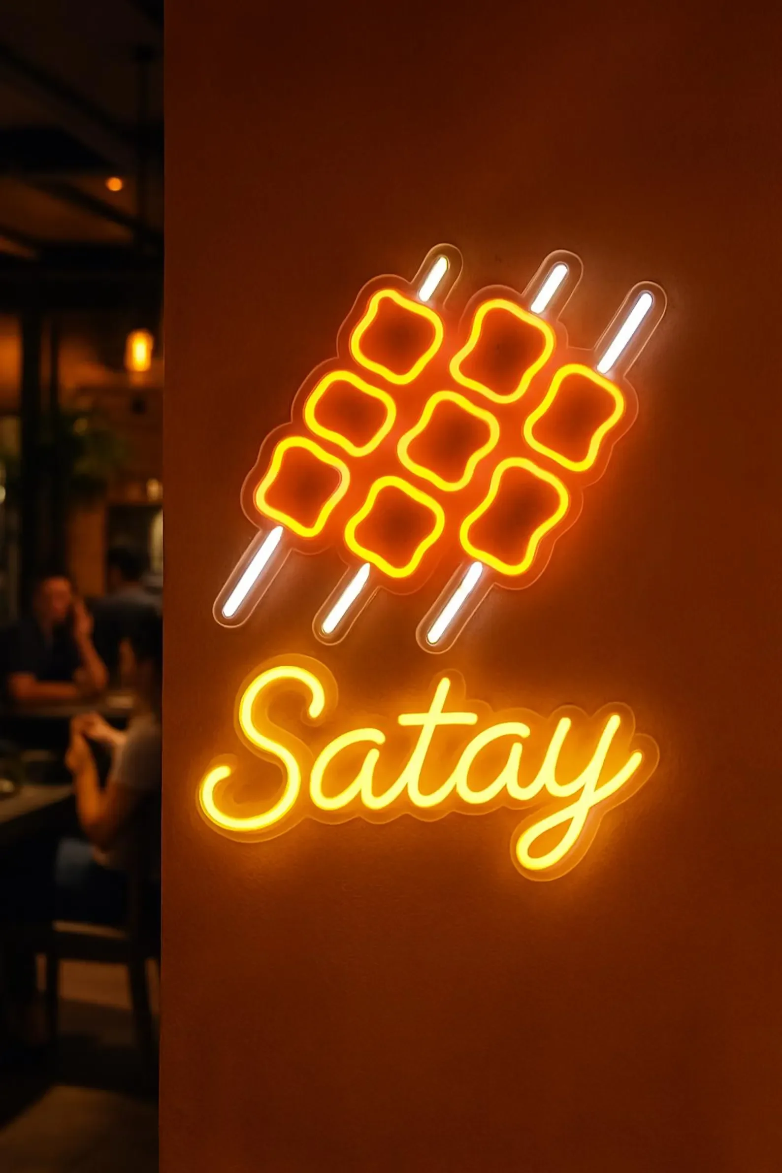 Satay Neon Sign,Barbecue Neon Sign Grill Neon Decor,Food Neon Sign Vietnamese Cuisine Wall Decor