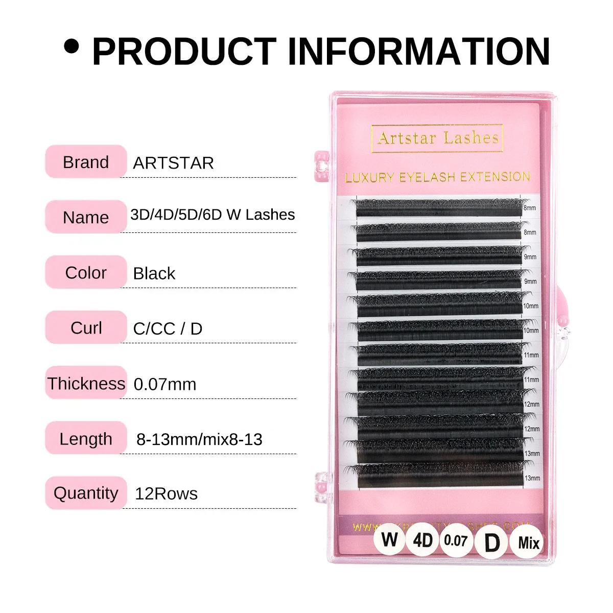 ARTSTAR W Shaped Eyelash Extensions 3D 4D 5D 6D C CC D Curl Premade Fans False Eyelashes Makeup Supplies Natural Look Cílios