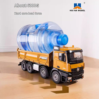 Huina 1/14 Scale Alloy RC Car 12 Channels with Lights 8-Wheel Heavy Construction Dump Truck Remote Control Toy for Adults