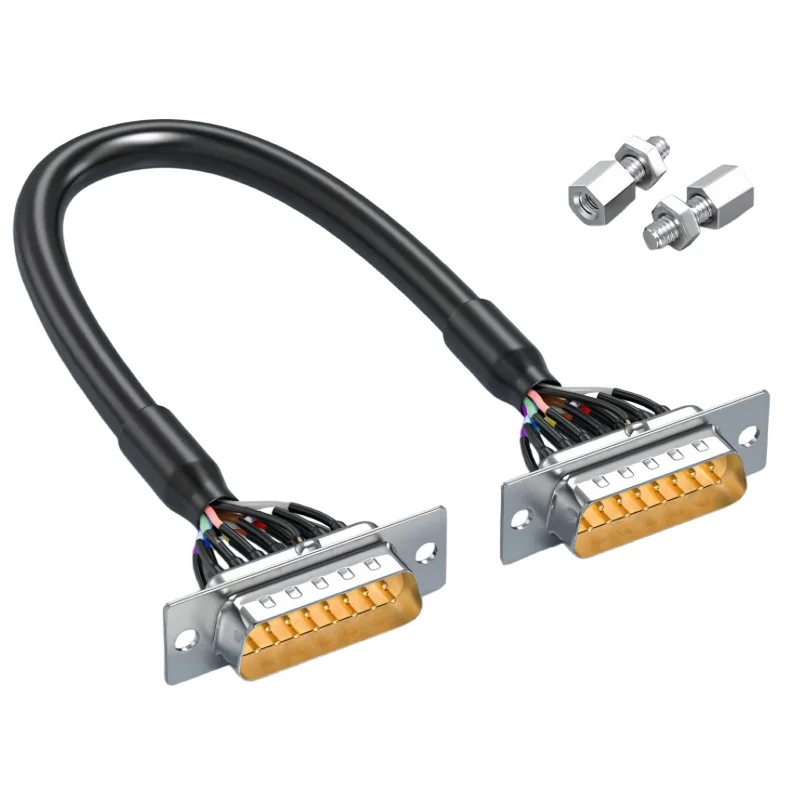 Panel fixed DB9/DB15/DB25 connecting line male and female RS232 serial line 9 multi-core shielded wire harness.
