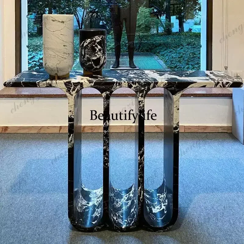 Y136 Designer FRP Entrance Platform Corridor Aisle Ornament Sales Department Living Room Imitation Marble Pattern Long Table