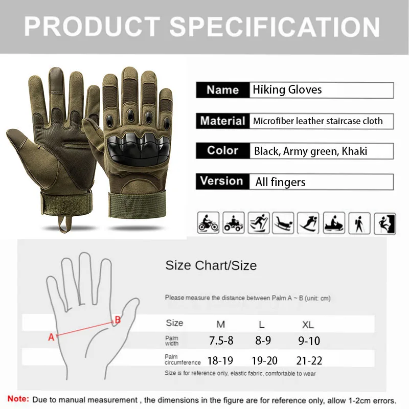 Tactical Full Finger Men Gloves Touch Screen Paintball Airsoft Hard Knuckle Outdoor Climbing Riding Army Combat Gloves
