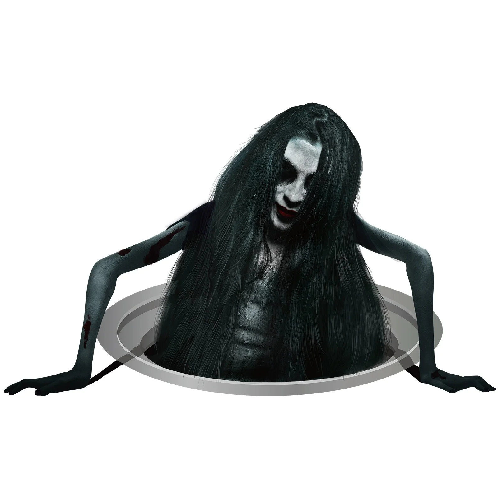 Halloween Stickers Frightening Long Hair Women Window Sticker Witch Death Skull Wall Stickers Halloween Party Supplies