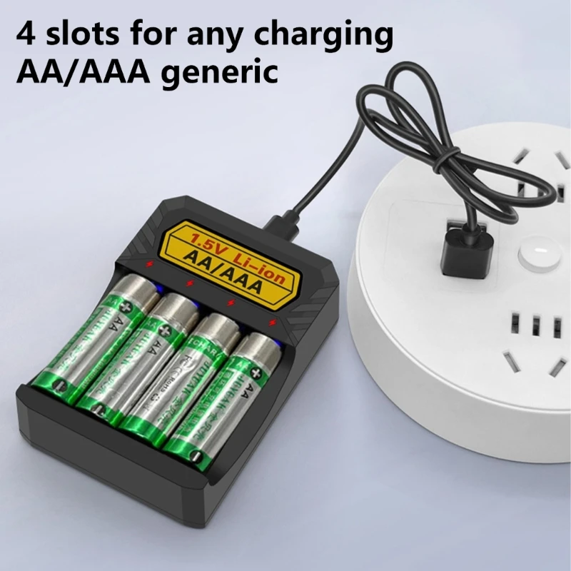 

Type C Input 1.5V Lithium Battery Charger 4Slots For Rechargeable AA AAA Batteries Featuring Overcharge Protections