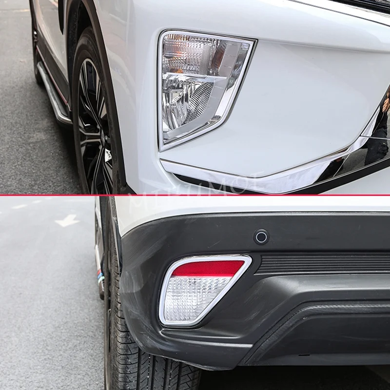 

For Mitsubishi Eclipse Cross 2018-2021 Chrome Front + Rear Fog Light Cover Bumper Reflector Surrounds Trim Accessories